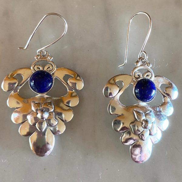 Silver Earrings w Lapis-  Deseo  Fashion