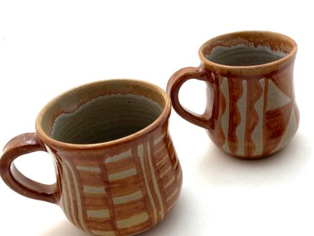 Set of Two Ceramic Cups by Manuel Morales of Tzintzuntzan Hot on Sale