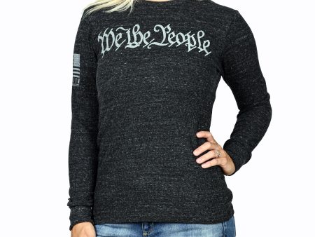 Women s “We the People” Long Sleeve Patriotic Thermal (Heather Charcoal) - Boyfriend Fit Online Sale