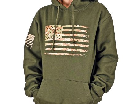 Women s Heavyweight Oversized Arid Camo Flag Hoodie (OD Green) Online Hot Sale