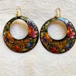 Large  Laca  Hoop Earrings w Monarch Butterfly Hot on Sale