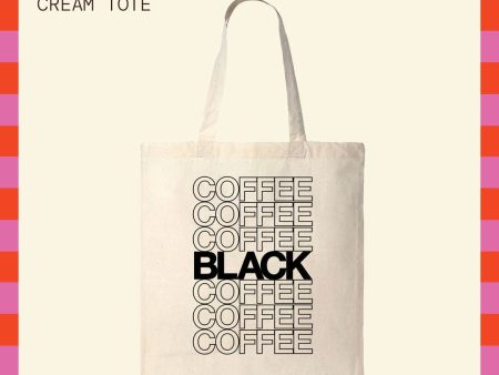 Black Coffee Cream Tote Bag Sale