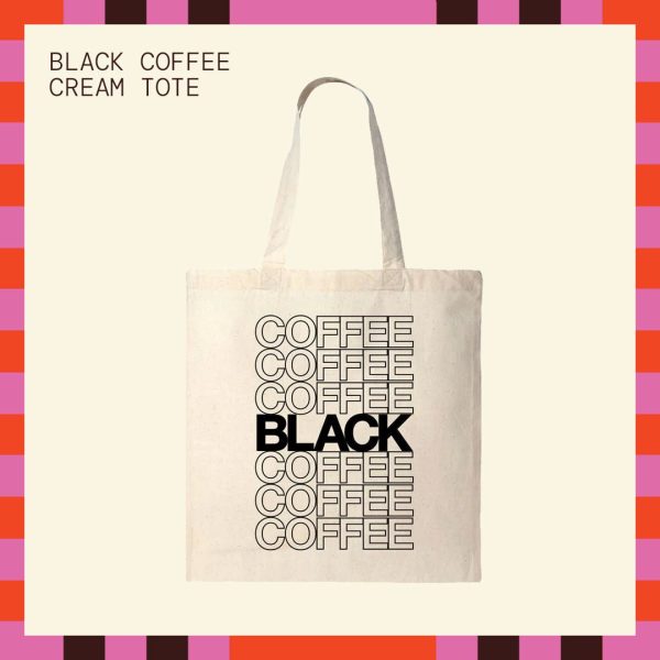 Black Coffee Cream Tote Bag Sale