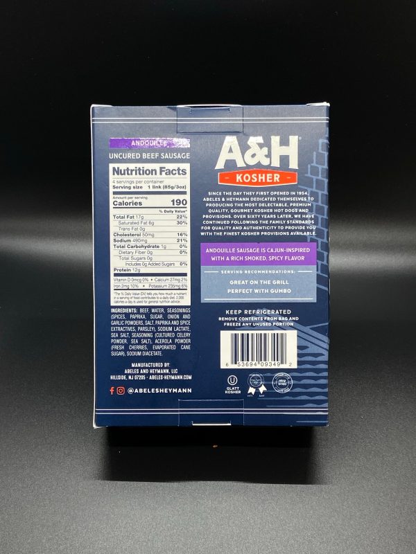 A & H Uncured Beef Andouille Sausage 12 oz. Hot on Sale