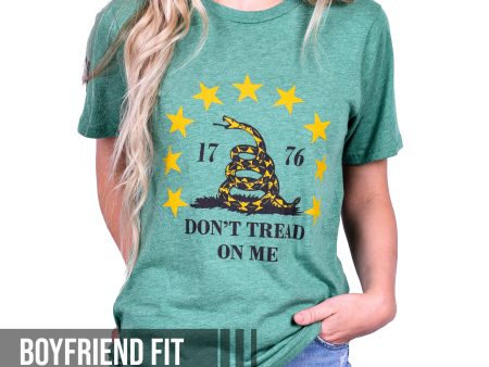 Women s Don t Tread on Me Patriotic Boyfriend Fit T-Shirt (Heather Green) Hot on Sale