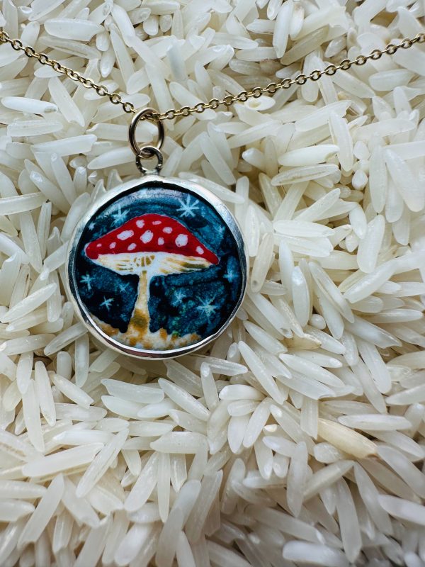 Forest Dweller Necklace - Vitreous Enamel with Fine Silver For Sale