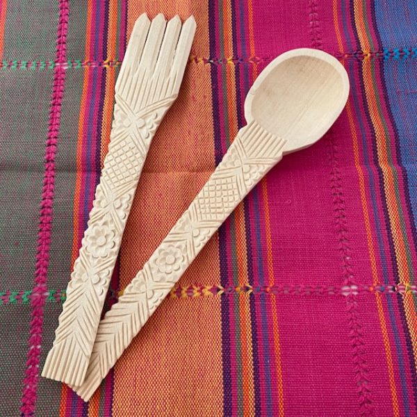 Set--Carved Wood Salad Servers Sale