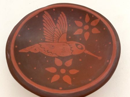 Burnished Clay Pottery Dish-Hummingbird Hot on Sale