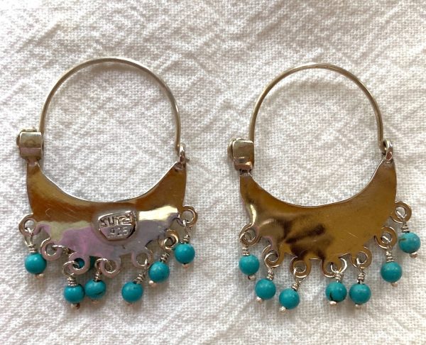 Silver Earrings w Turquoise Beads Supply