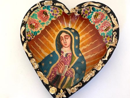 Heart w Virgin of Guadalupe and Milagros Online Sale