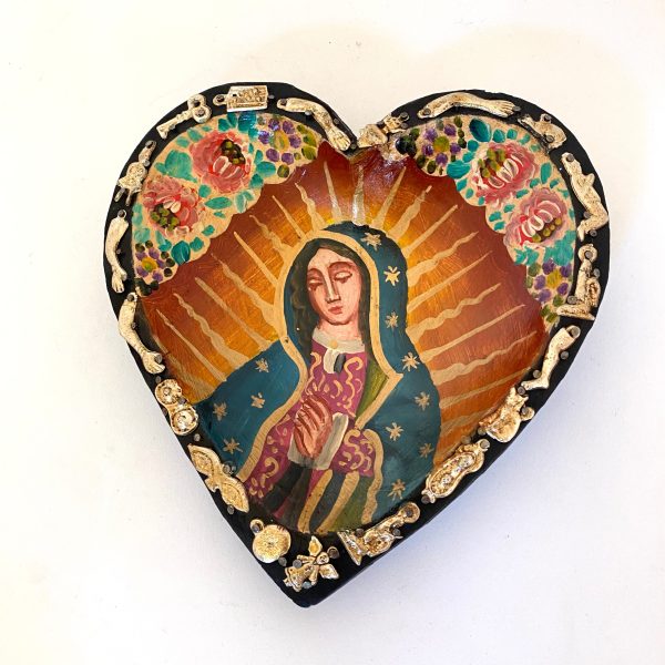 Heart w Virgin of Guadalupe and Milagros Online Sale