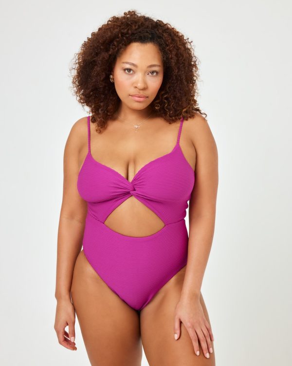 Eco Chic Repreve® Kyslee One Piece Swimsuit - Berry Cheap