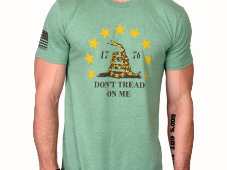 Men s Don t Tread On Me Patriotic T-Shirt (Heather Green) For Discount