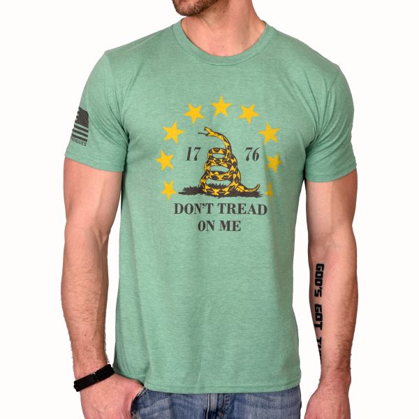 Men s Don t Tread On Me Patriotic T-Shirt (Heather Green) For Discount