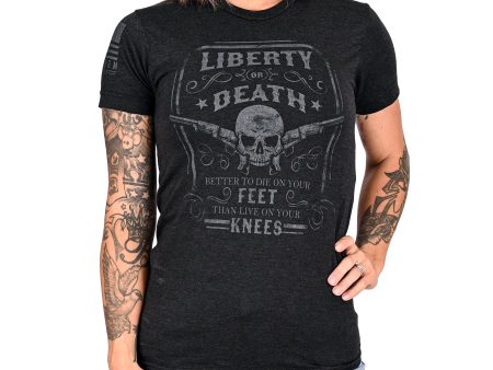 Women s Liberty or Death Patriotic Boyfriend Fit T-Shirt (Black on Black) Online Sale