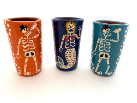 Skeleton Shot Glasses (Clay Tequila Cups) For Discount