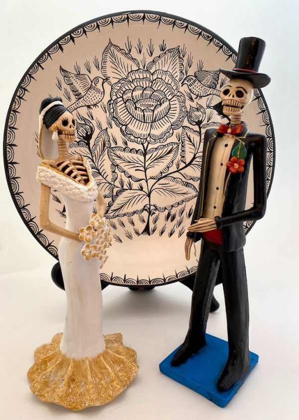 Painted Platter from Huancito with Bride and Groom on Sale