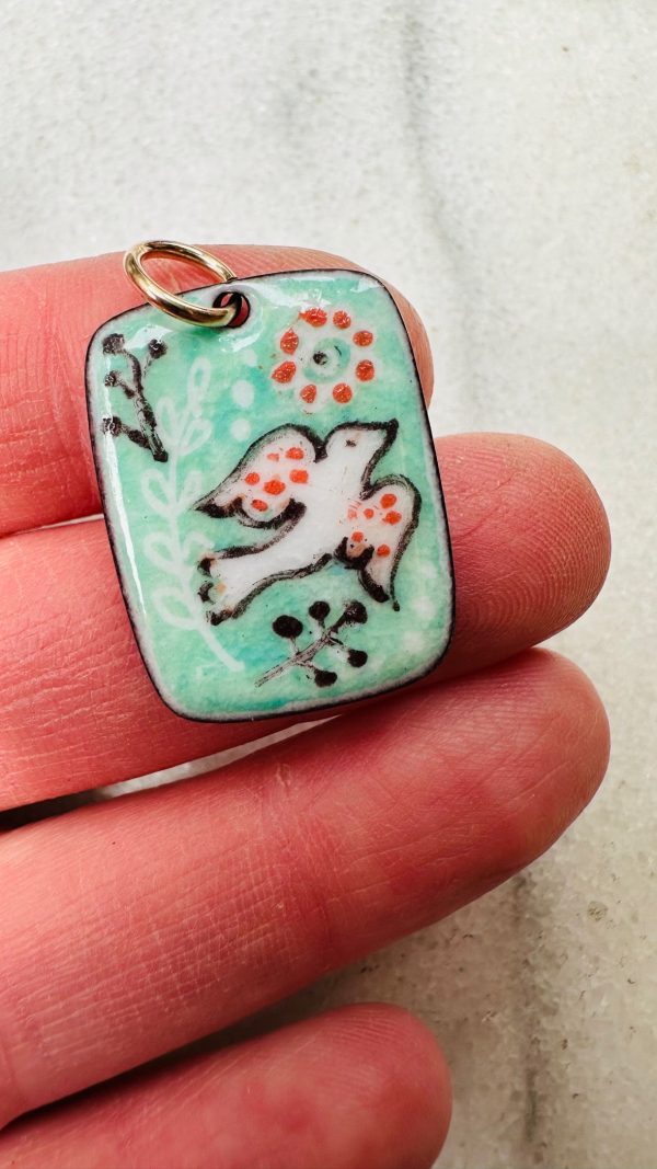 Peace Dove Charm - Vitreous Enamel with 14k Gold Fill Online now