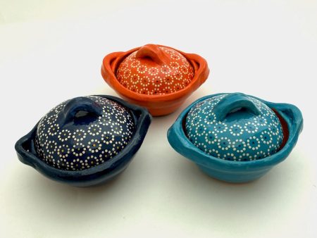 Mini Pottery Bowls Salt Dishes w Lid Online now