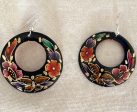 Hand painted  Laca  and Copper Hoop Earrings Hot on Sale