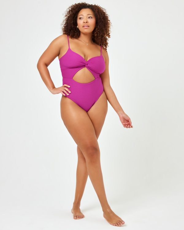 Eco Chic Repreve® Kyslee One Piece Swimsuit - Berry Cheap