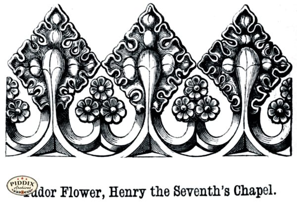 PDXC11492 -- Architecture Engravings Tudor Flower on Sale