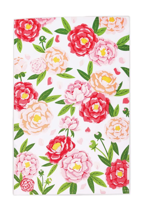 Stonewall Kitchen Peonies Tea Towel on Sale