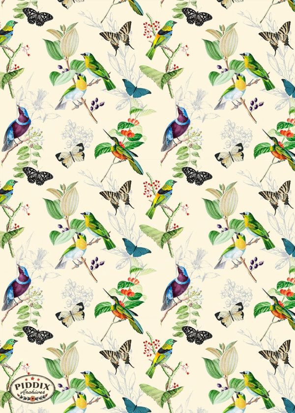 PDXC21032 Bird Pattern -- Birds Butterflies Flowers on Sale